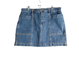 Old Navy Medium Wash Denim Mini Skirt Large Square Front Pockets Size 16... - $24.74