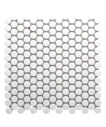 Penny Round Shiny White Porcelain 3/4&quot; Mosaic Tile Floor Backsplash Kitc... - $39.59