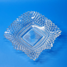 Vintage INDIANA GLASS 7&quot; Square Clear Glass Candy Dish Ashtray Trinket Bowl - £14.21 GBP