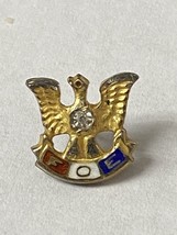 Fraternal Order Of Eagles Pin Back Gold Plated Sterling Silver Clear Sto... - $13.36