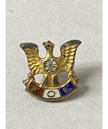 Fraternal Order Of Eagles Pin Back Gold Plated Sterling Silver Clear Sto... - $253.93 MXN