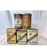 Vtg McCormick&#39;s Bee Brand Tin Lot Pickle Spice Ginger Cloves Allspice Sage - £55.48 GBP