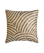 Ivory Art Silk 16&quot;x16&quot; Sequins &amp; Beaded Pillowcases, Gold Glamorous - $47.25+