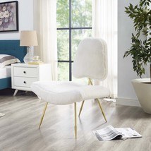 Ponder Upholstered Sheepskin Fur Lounge Chair White EEI-2810-WHI - £694.69 GBP