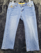 Apple Bottoms Jeans Womens Size 7/8 Blue Denim Polyester Pockets Flat Front Logo - £20.25 GBP