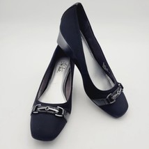 Lifestride Womens Black Gazette Square Toe Wedge Heel Shoes Size 8 M - £22.02 GBP