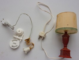 Vintage Minature Dollhouse Light Up Lamp &amp; Wall Sconce with Wire   - £4.71 GBP