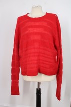 Intermix L Red Wool Cashmere Mohair Mixed Rib Knit Sweater Holes Mend - £27.03 GBP