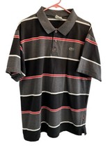 Vtg Izod x Lacoste Polo Mens XL Shirt Striped Gray Blk Wht Red w/Green A... - $25.60