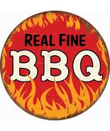 REAL FINE BBQ FLAMES 42" Round Vintage Metal Sign - $395.00
