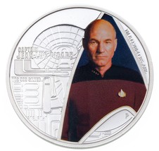 2015 $1 Star Trek Captain JEAN-LUC Picard 1 Oz Silver Proof Coin - £62.51 GBP