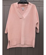 CHICO&#39;S $89 V-Neck Elbow Sleeve Pullover Sweater in Light Peach Size 1/M - $39.26 CAD