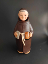 Vintage Friar Monk Hand Painted Decanter w/ Stopper 9.5&quot; - $15.79