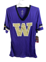 Colosseum Women&#39;s Washington Huskies V-Neck Short Sleeve T-Shirt, Purple, Medium - £26.86 GBP