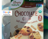 Organic Choclate Chip Cookies,5 Pak 1 Ounce Bags Per Box Simply Nature,P... - £11.19 GBP