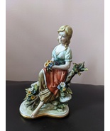 Capodimonte Luciano Cazzola Porcellane Principe Figurine Girl with Flowers - $124.99