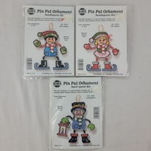 Pin Pal Ornament Needlepoint Kits Set 3 Skaters Gold Blue Red XMAS Vtg - $13.95