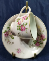 Fine A Quality Rose Pattern Teacup and Tea Saucer with Metal Stand Japan - £6.04 GBP