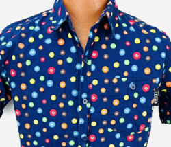 M&amp;M&#39;s Candies Hawaiian Aloha M Shirt Blue Button Down Officially Licensed Candy - £39.95 GBP