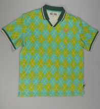 Urban Outfitters Argyle Short Sleeve Teal, Lime Green Polo Shirt Mens Medium EUC - £36.18 GBP