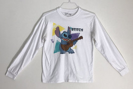 Disney Stitch Ukulele￼ Character T Shirt Long Sleeve Sz M White Graphic ... - £17.70 GBP