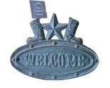 Cast Iron Welcome Sign Western Ranch Cowboy Boots Star Plaque - £15.71 GBP