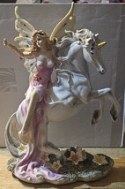 Fairy Wings Unicorn Horn Flower Mythical Fantasy Figurine Statue - £32.59 GBP
