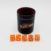 Yahtzee Deluxe 1997 Edition Golden Glitter Dice SET/ 5 And Cup Used Repl... - £19.71 GBP