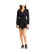 MSRP $119 Rachel Roy Womens Aiko Smocked V-Neck Romper Black Size Medium - $56.74 CAD
