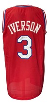 Allen Iverson Autografato Custom Rosso Stile Professionista Maglia da Basket JSA - £138.77 GBP