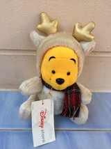 Disney Winnie The Pooh Bear dressed as Reindeer Hood Plush Doll. Golden X Mas - £20.10 GBP