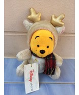 Disney Winnie The Pooh Bear dressed as Reindeer Hood Plush Doll. Golden X Mas - £20.03 GBP