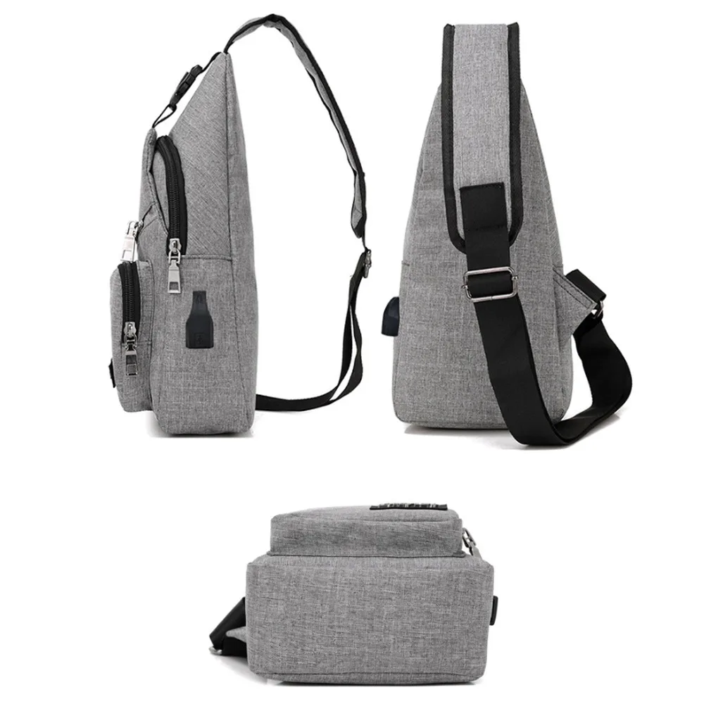 House Home Men Anti Theft Chest Bag Shoulder Bags USB Charging Crossbody Package - £19.98 GBP