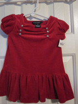 Nwt - Ralph Lauren Girl&#39;s Size 9M Red Velour Short Sleeve 2-PC Holiday Dress - £29.75 GBP