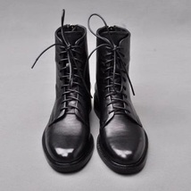 Fashionable Military Black Lace Up Real Leather Men High Ankle Boots - £149.64 GBP