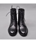 Fashionable Military Black Lace Up Real Leather Men High Ankle Boots - $189.99