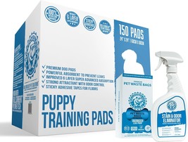 Puppy Pads 24X24, Stain &amp; Odor Remover Dog Poop Bag Bundle (150-Count W/... - £63.42 GBP