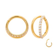 Gold Plated Stainless Steel Septum Clicker with Crystals - £12.49 GBP