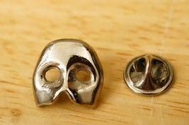 Vintage Costume Jewelry Phantom of the Opera Mask Tie Tack Silver Tone Lapel Pin - £10.04 GBP