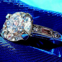 Earth mined Diamond European Deco Engagement Ring 2ct Antique Platinum Solitaire - $22,415.25