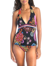 Trina Turk Sz 4 Electric Reef Tankini Top Swimsuit Halter Slimming $102 ... - £27.68 GBP