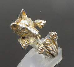 DOG FEVER 925 Silver - Vintage Sculpted German Shepherd Ring Sz 6.5 - RG24810 - £91.16 GBP
