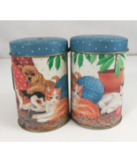 Vintage JSNY Best Friends Cats &amp; Dogs Tin Salt &amp; Pepper Shakers With Han... - €8,41 EUR