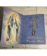 Vintage Miraculous Mary Medal Metal Silver Tone Holy Mother Catholic Pen... - £9.38 GBP