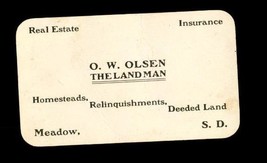 Vintage Paper Business Card OW Olsen The Landmen Homesteads Meadow South... - $17.94 CAD