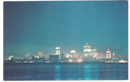 Quebec Postcard Montreal Skyline At Night from South Shore St Lawrence River - £2.31 GBP