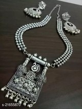 Indian Women Silver Oxidized Necklace Set Bohemian Gypsy Fashion Jewelry Gift - £24.30 GBP