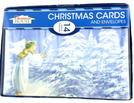 Christmas House Holiday Cards Angel Setting Dove Free in Snowy Forest 14... - $16.23 CAD