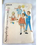 Vintage Simplicity 4913 Pattern Baby Boy&#39;s Outfit Suit Size 1/2 - $111.54 MXN