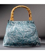 Jonny Bag Travel TSA Handbag Light Blue Floral Bamboo Handle - $14.84